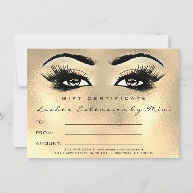 Lash Glass Guld Makeup Certificate Gift (Framsida)