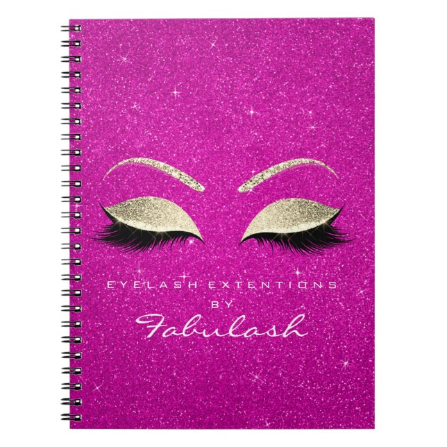 Lash Glitter Ögon Makeup Bright Rosa Guld Namn Anteckningsbok (Framsidan)