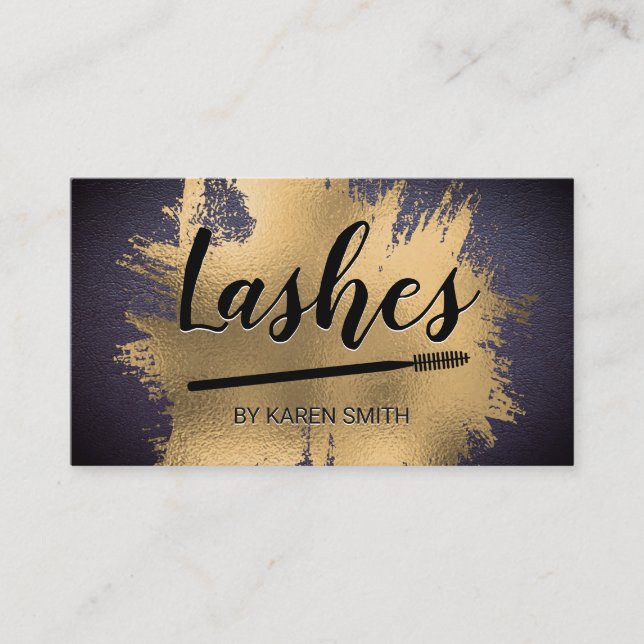 Lash | Gold Foil Splatter | Leather Struktur Tidsbeställning Kort (Framsida)