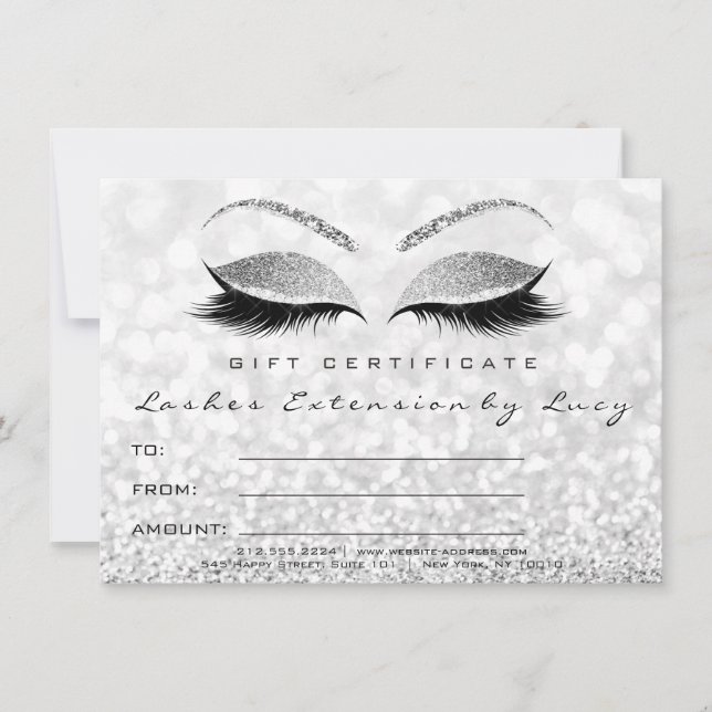 Lash Grått Silver Makeup Certificate Gift Glitter (Framsida)