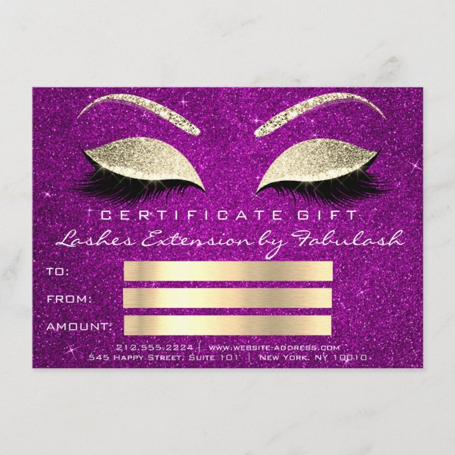 Lash Guld Rosa Makeup Artist Certificate Gift (Framsida)