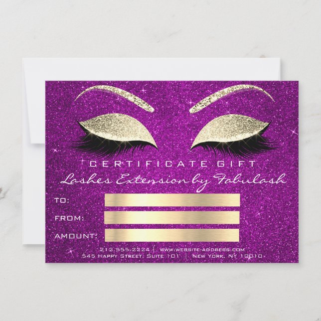 Lash Guld Rosa Makeup Artist Certificate Gift (Framsida)