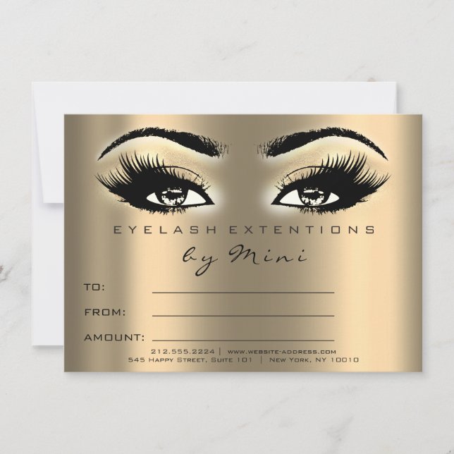 Lash Guld Sepia Makeup Artist Certificate Gift Inbjudningar (Framsida)