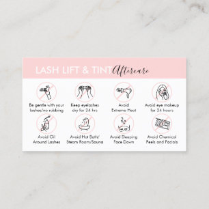 Lash Hiss och Tint Aftercare Post Instruction Visitkort