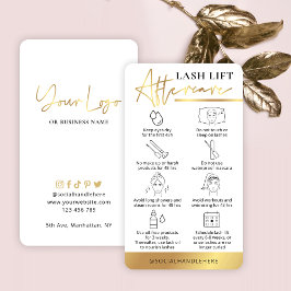 Lash Hiss & Tint Aftercare Guide White & Guld Visitkort