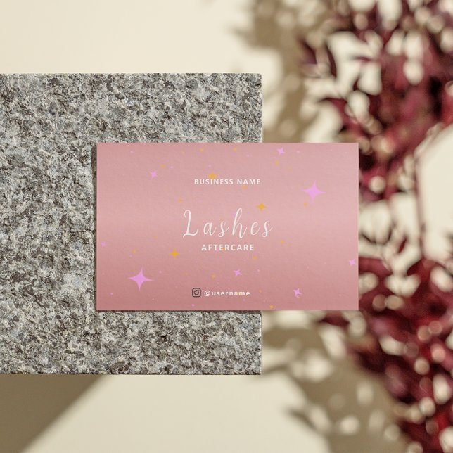 Lash-klienten ro Guld efter instruktionskort Visitkort (Rose Gold Lash Client After Care Instruction Card)