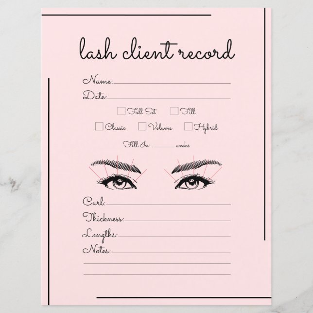 Lash-klientpost för rosa Black Gräns Logotyp (Framsida)