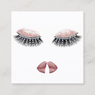 Lash & Läppar Makeup Artist Ro Guld Beauty Salon Fyrkantigt Visitkort