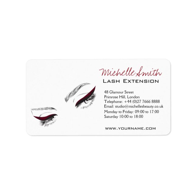 Lash-lash-lash-tillägg i ansikte adressetikett (Framsidan)