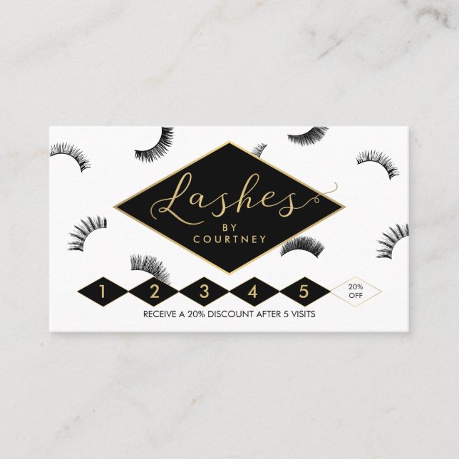 Lash Lash Salon White/Black/Guld Loyalty Lojalitetskort (Framsida)