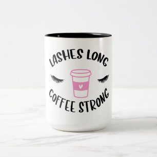 Lash Long Coffee Strong Funny Rosa Två-Tonad Mugg