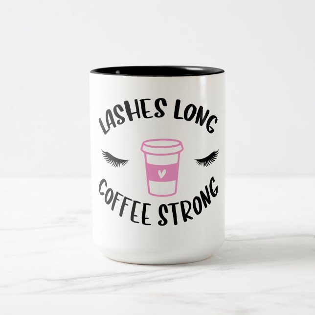 Lash Long Coffee Strong Funny Rosa Två-Tonad Mugg (Center)