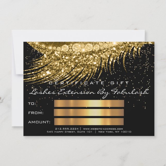 Lash Lux Makeup-certifikat Gift Guld Glitter (Framsida)