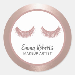 Lash Makeup Artist Beauty Salon  Ro Guld Runt Klistermärke