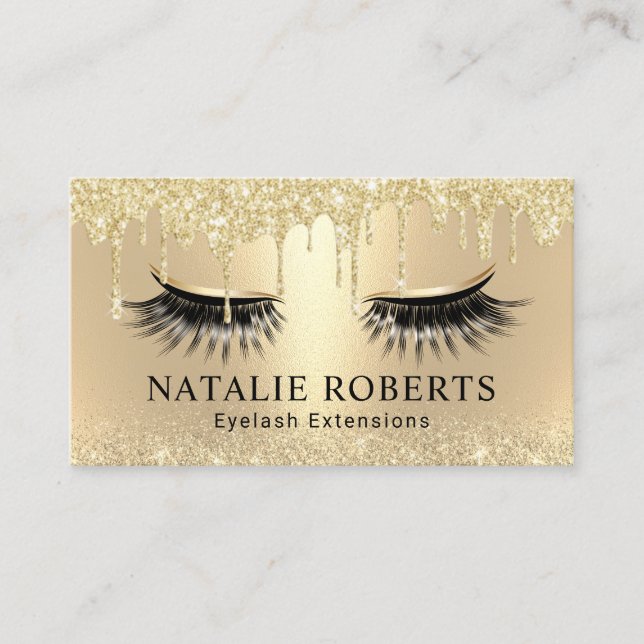 Lash Makeup Artist Chic Guld driver Eyelash Salon Visitkort (Framsida)