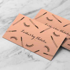 Lash Makeup Artist Cute Eyelash Salon Peach Visitkort
