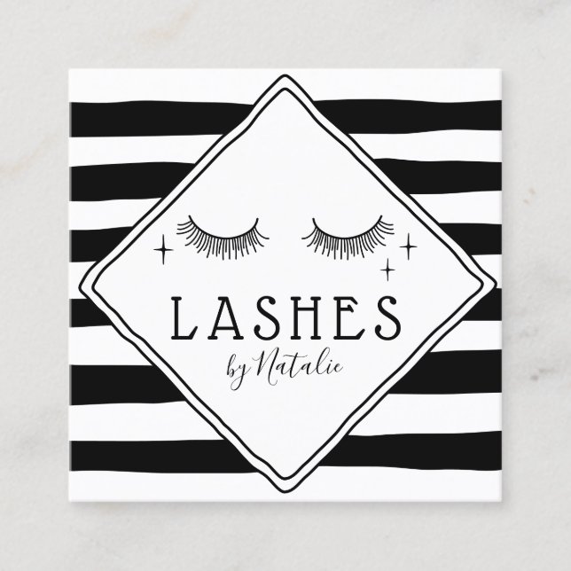 Lash Makeup Artist Cute Hand plockade Salon Fyrkantigt Visitkort (Framsida)