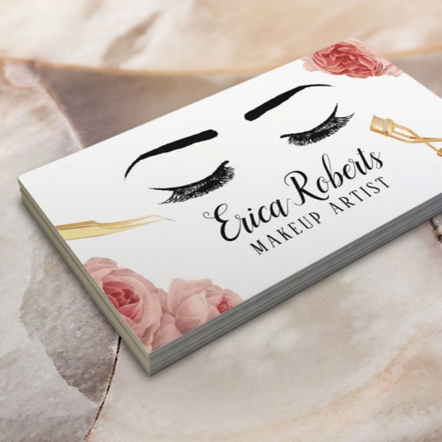 Lash Makeup Artist Elegant Blommigt Beauty Salon Visitkort (Skapare uppladdad)