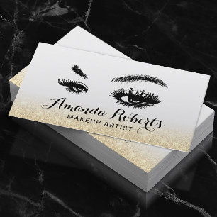 Lash Makeup Artist Elegant Guld Glitter Visitkort
