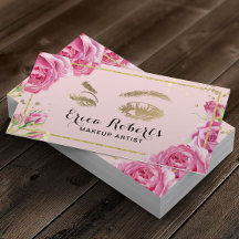 Lash Makeup Artist Elegant Rosa Blommigt Salon