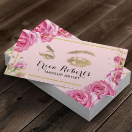 Lash Makeup Artist Elegant Rosa Blommigt Salon Visitkort