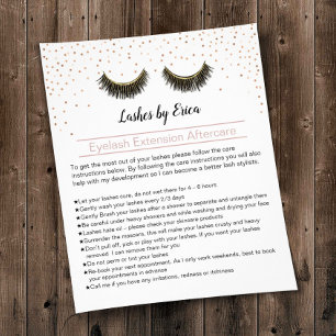 Lash Makeup Artist Eyelash Eftervård Instruction Flygblad