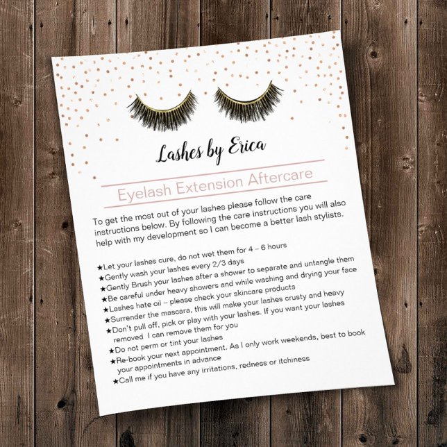 Lash Makeup Artist Eyelash Eftervård Instruction Flygblad (Skapare uppladdad)
