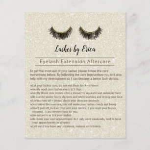 Lash Makeup Artist Eyelash Eftervård Instruction Flygblad