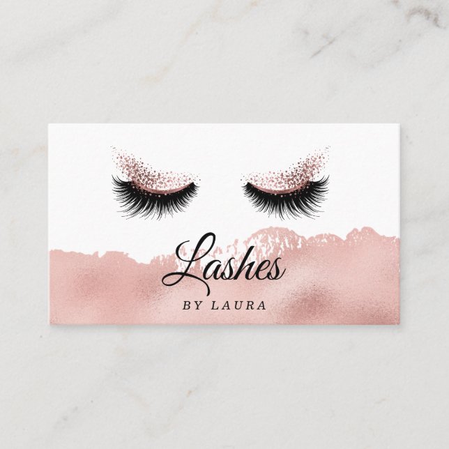 Lash Makeup Artist Faux ro guld foil Visitkort (Framsida)