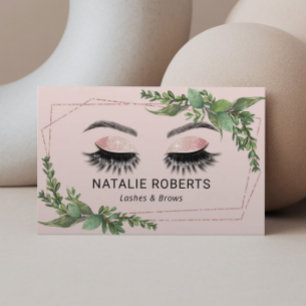 Lash Makeup Artist Geometric Greenery Rosa Visitkort