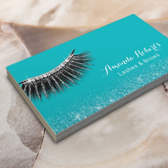 Lash Makeup Artist Glam Glitter Eyelash Teal Visitkort (Skapare uppladdad)