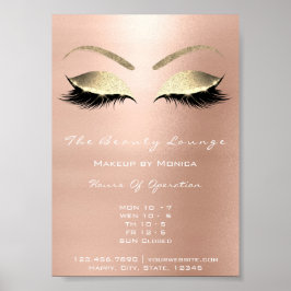 Lash Makeup Artist Glitter Beauty Salon Guld Poster
