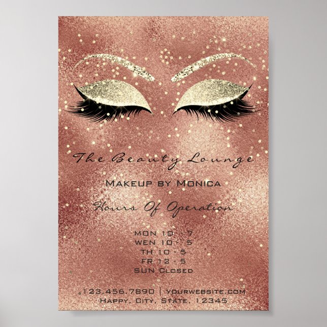 Lash Makeup Artist Glitter Beauty Salon Skin Lux Poster (Framsidan)