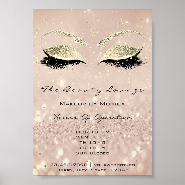 Lash Makeup Artist Glitter Beauty Salon Smala1 Poster (Framsidan)