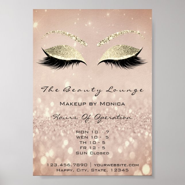 Lash Makeup Artist Glitter Beauty Salon Smala Poster (Framsidan)