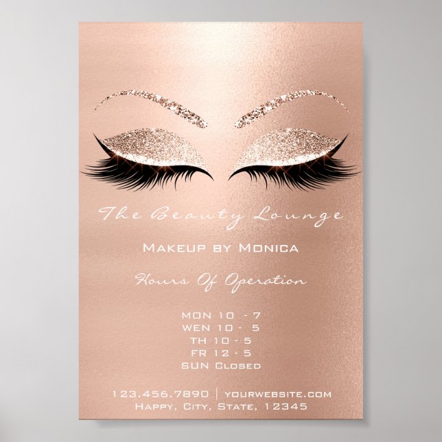 Lash Makeup Artist Glitter Beauty Salon White Poster (Framsidan)
