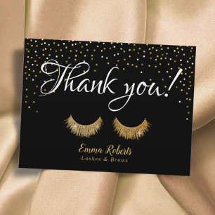 Lash Makeup Artist Guld Confetti Tack Vykort