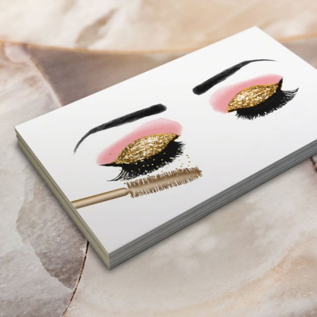 Lash Makeup Artist Guld Glitter Beauty Salon Visitkort (Skapare uppladdad)