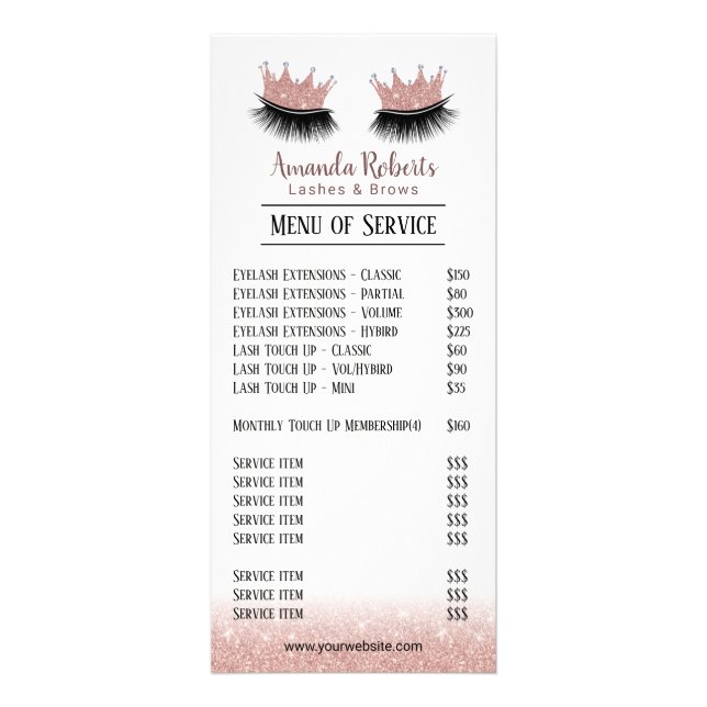 Lash Makeup Artist Krona Eyelash Pris Lists Reklamkort (Framsidan)