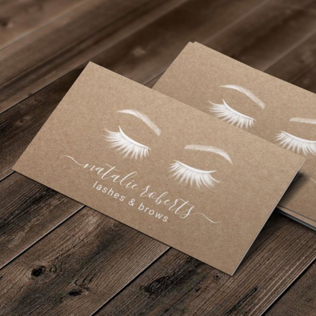 Lash Makeup Artist Minimalist Rustic Kraft Visitkort (Skapare uppladdad)
