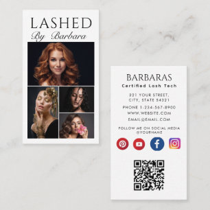 Lash Makeup Artist Modern Black 4 fotoqr-kod Visitkort