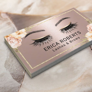 Lash Makeup Artist Modern Blommigt Ro Guld Salon Visitkort
