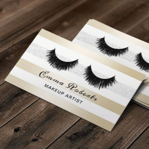 Lash Makeup Artist Modern Guld & Silver Rand Visitkort