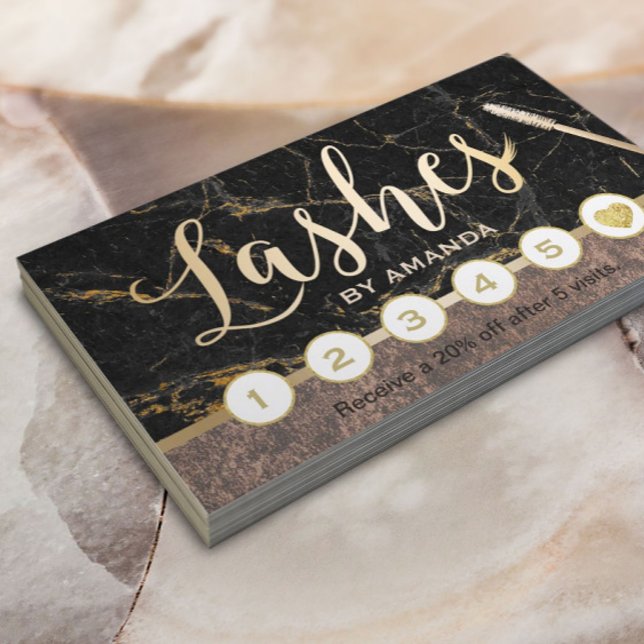 Lash Makeup Artist Modern Marble Copper Loyalty Lojalitetskort (Skapare uppladdad)