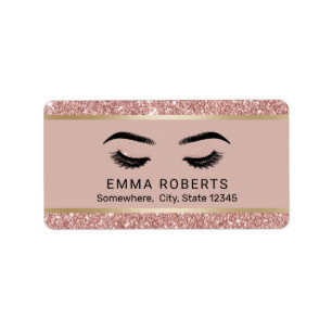 Lash Makeup Artist Modern Ro Guld Beauty Salon Adressetikett