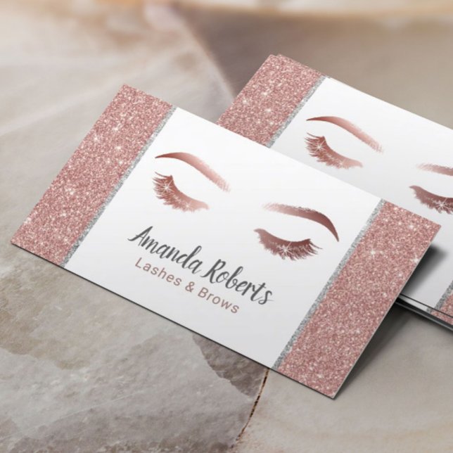 Lash Makeup Artist Modern Ro Guld Glitter Visitkort (Skapare uppladdad)