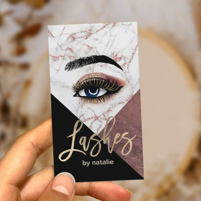 Lash Makeup Artist Modern Ro Guld Marble Salon Visitkort (Skapare uppladdad)