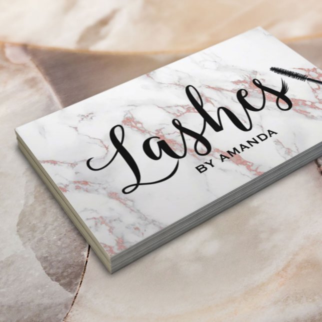 Lash Makeup Artist Modern Ro Guld Marble Visitkort (Skapare uppladdad)