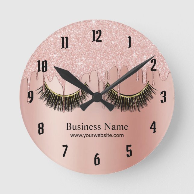 Lash Makeup Artist Modern Ro Guld Salon Rund Klocka (Framsida)