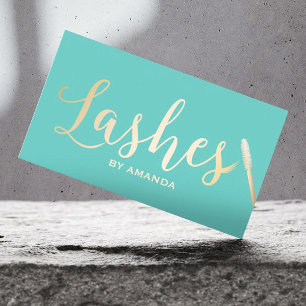Lash Makeup Artist Modern Teal & Guld Visitkort